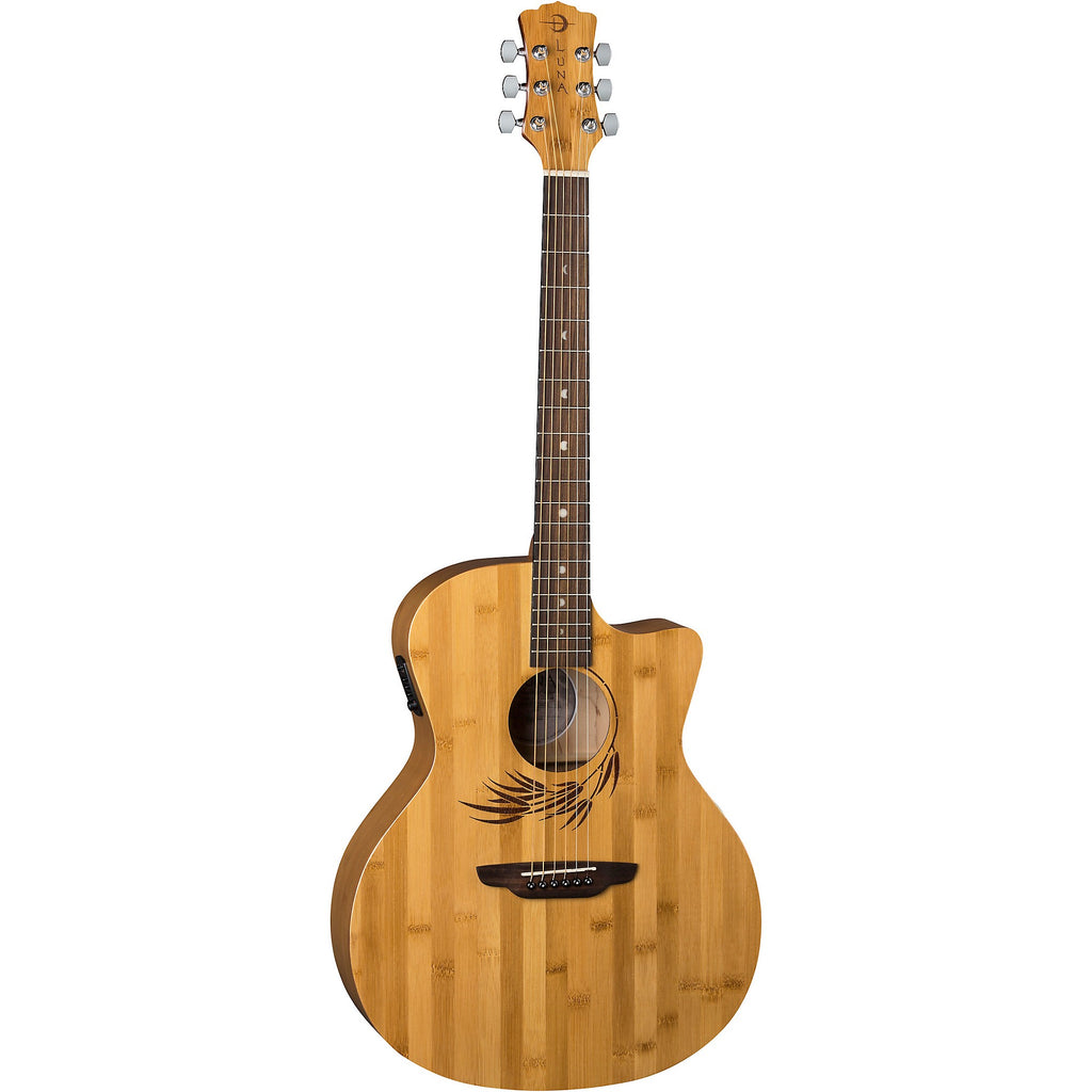 Luna Woodland Bamboo Grand Auditorium Acoustic-Electric Guitar Natural
