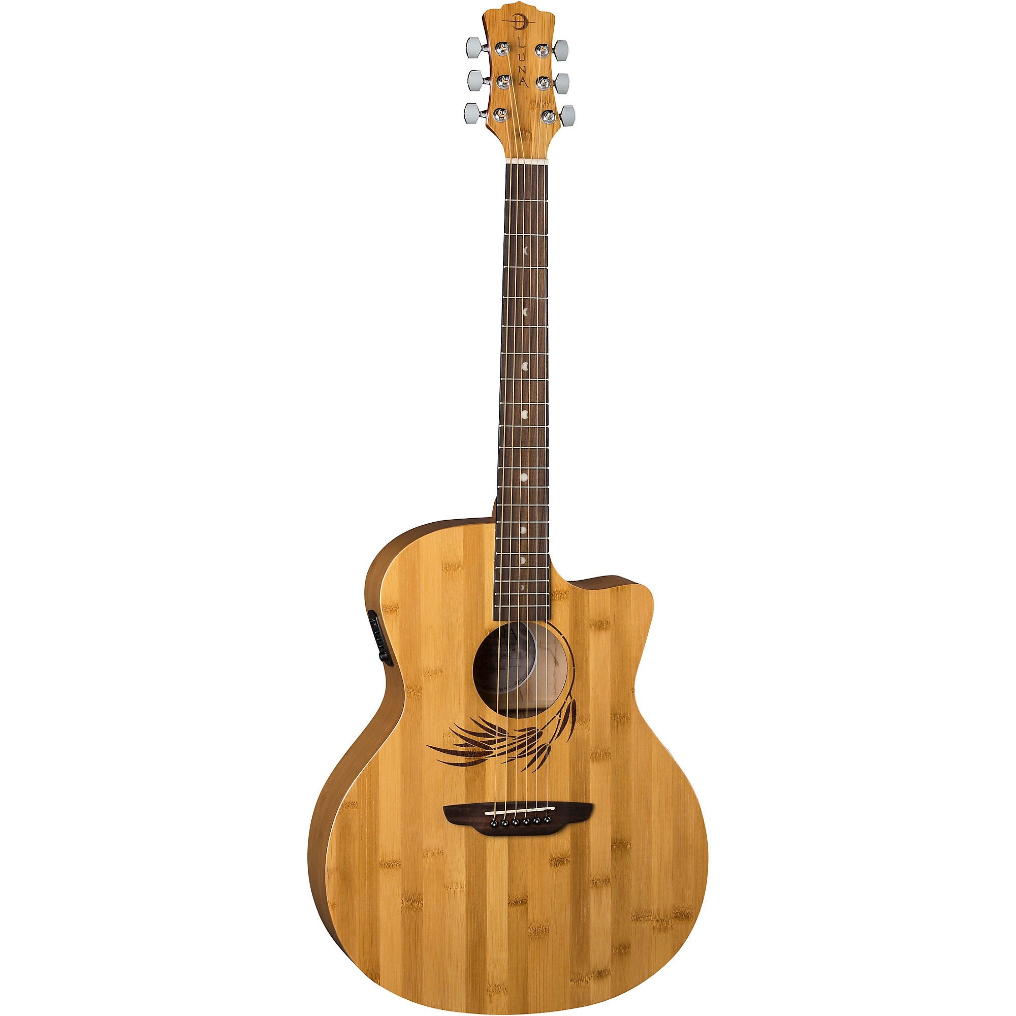 Luna Woodland Bamboo Grand Auditorium Acoustic-Electric Guitar Natural