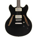 D'Angelico Excel DC Tour Semi-Hollow Electric Guitar With Supro Bolt Bucker Pickups and Stopbar Tailpiece Solid Black