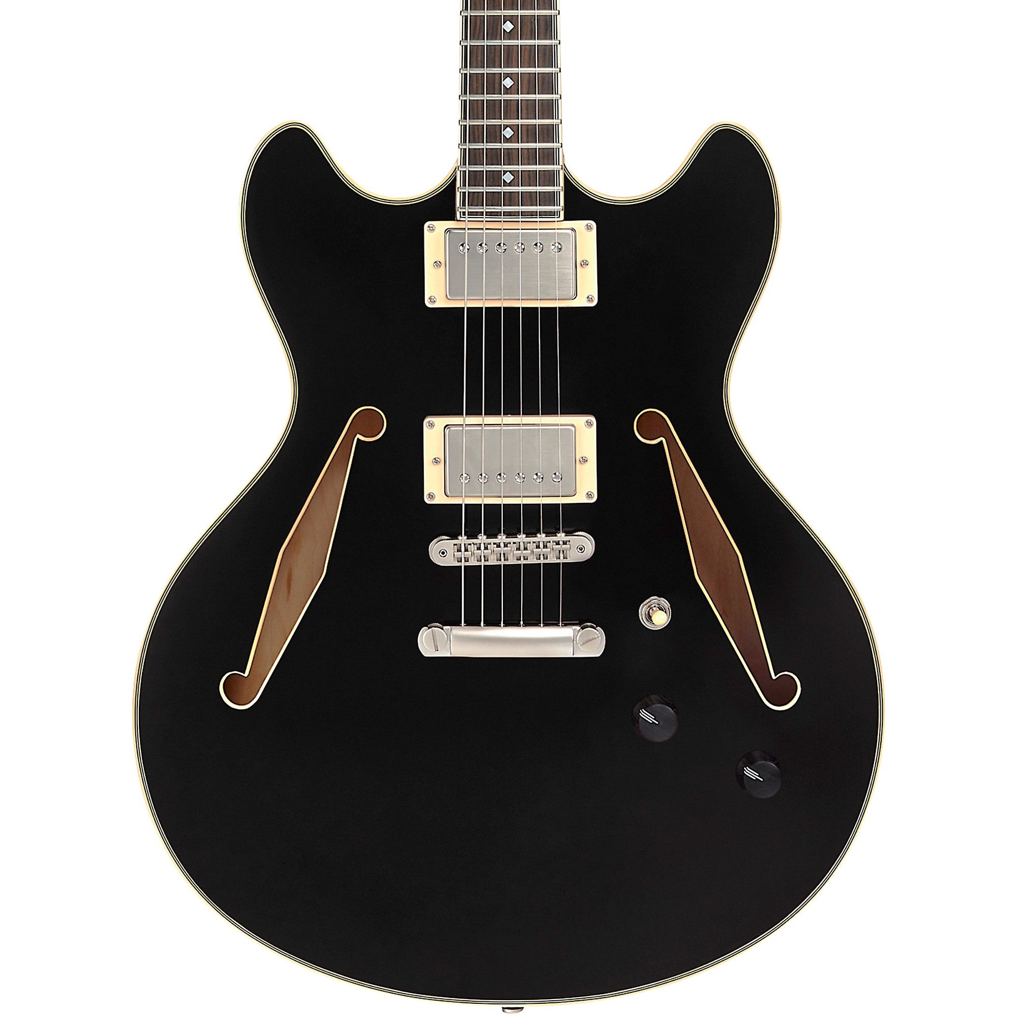 D'Angelico Excel DC Tour Semi-Hollow Electric Guitar With Supro Bolt Bucker Pickups and Stopbar Tailpiece Solid Black