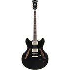 D'Angelico Excel DC Tour Semi-Hollow Electric Guitar With Supro Bolt Bucker Pickups and Stopbar Tailpiece Solid Black