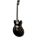 D'Angelico Excel DC Tour Semi-Hollow Electric Guitar With Supro Bolt Bucker Pickups and Stopbar Tailpiece Solid Black