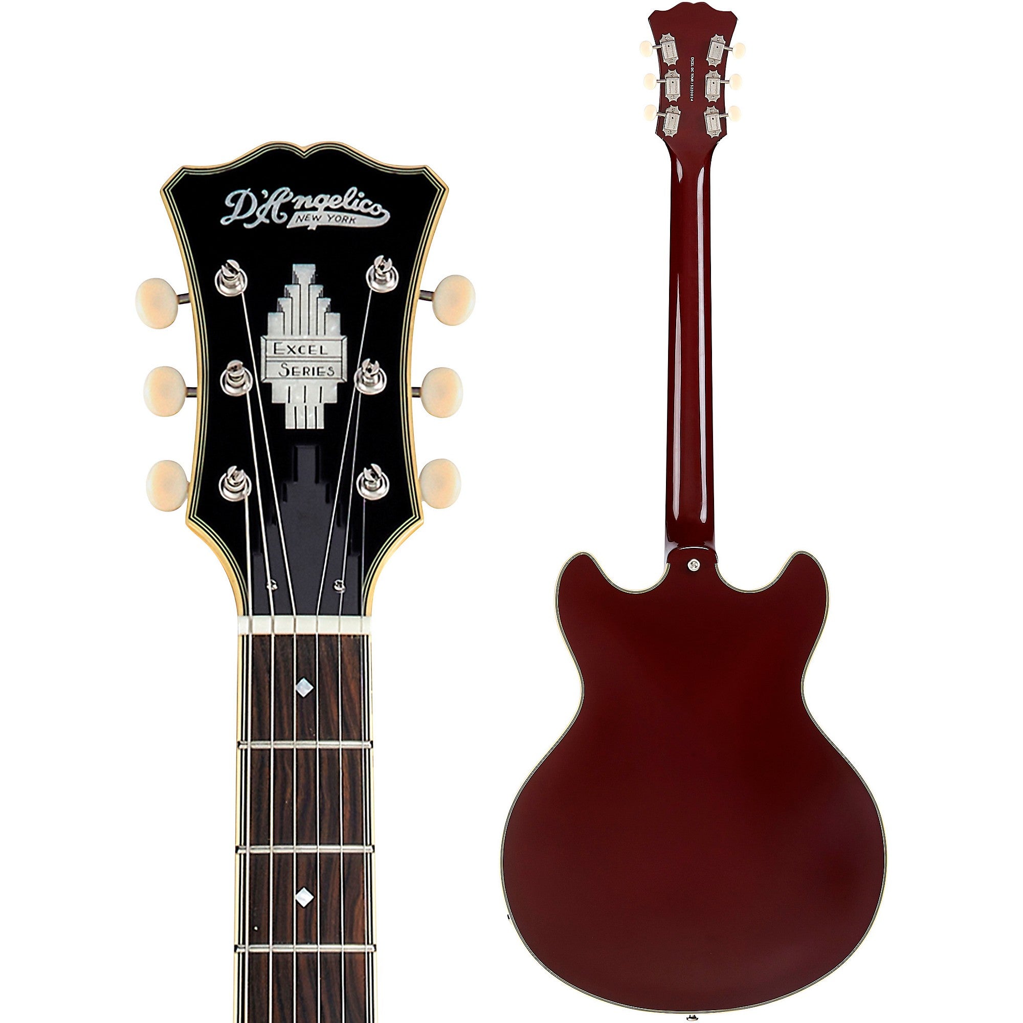 D'Angelico Excel DC Tour Semi-Hollow Electric Guitar With Supro Bolt Bucker Pickups and Stopbar Tailpiece Solid Wine