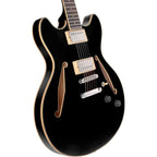 D'Angelico Excel DC Tour Semi-Hollow Electric Guitar With Supro Bolt Bucker Pickups and Stopbar Tailpiece Solid Black