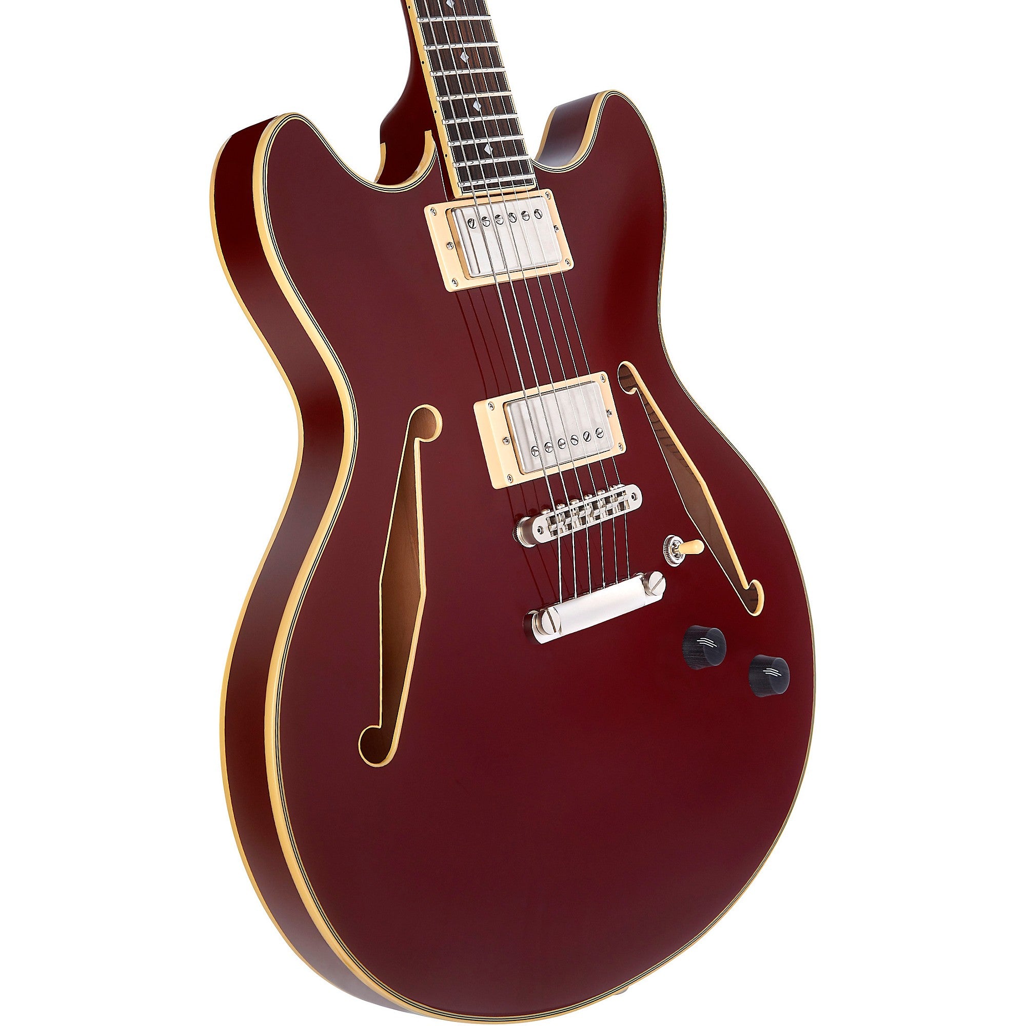 D'Angelico Excel DC Tour Semi-Hollow Electric Guitar With Supro Bolt Bucker Pickups and Stopbar Tailpiece Solid Wine