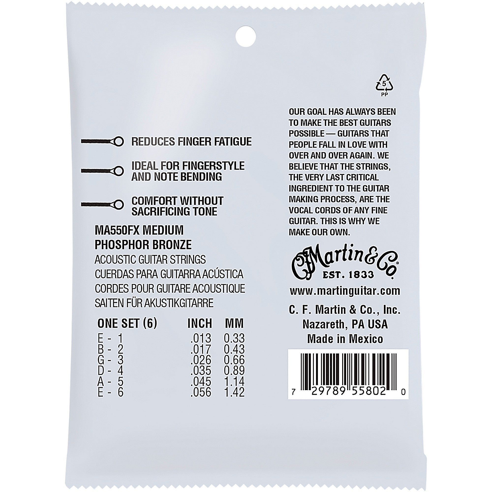 Martin MA500FX Authentic Acoustic Flexible Core Phosphor Bronze Medium Guitar Strings