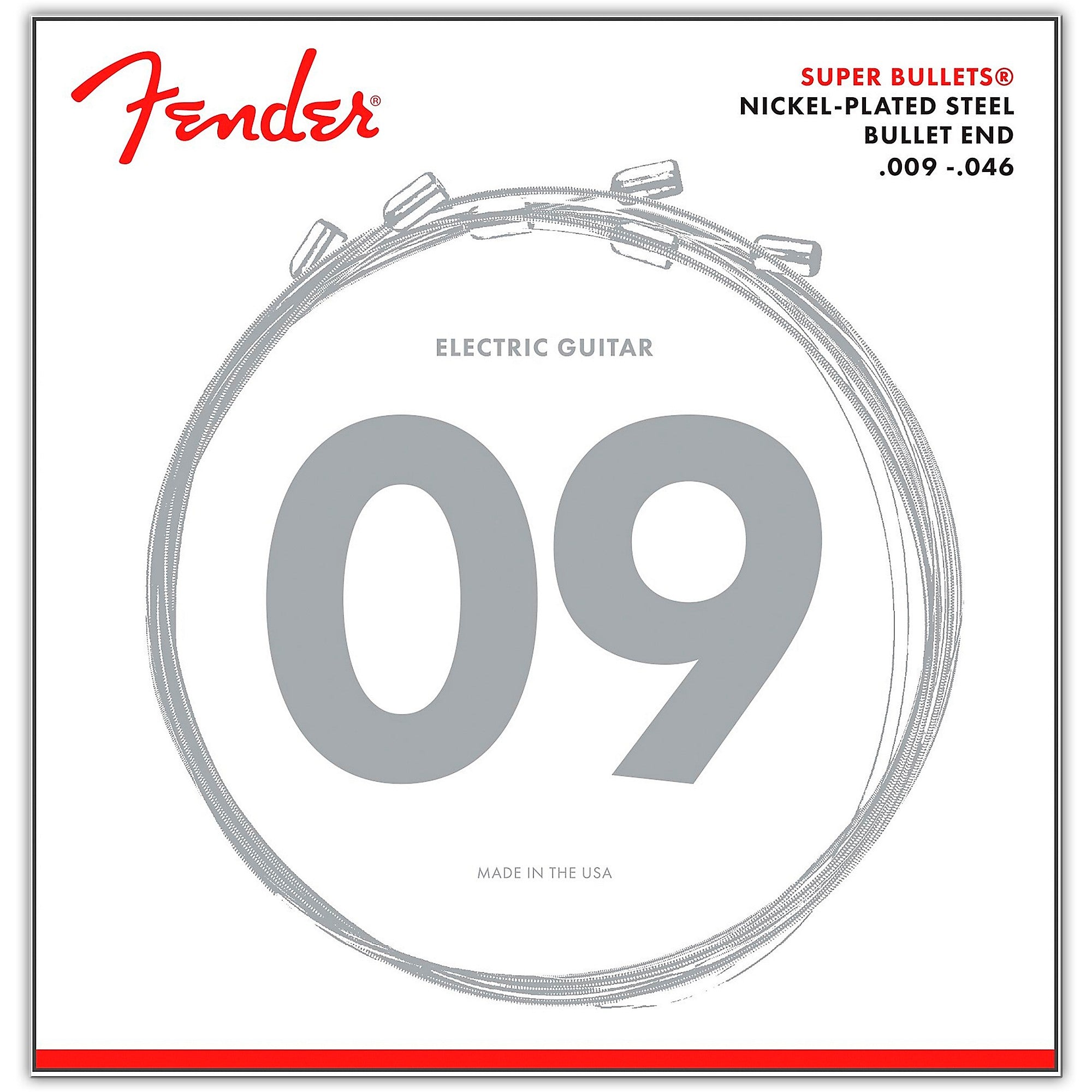 Fender 3250LR Super Bullets Nickel-Plated Steel Bullet End Electric Guitar Strings - Light Regular