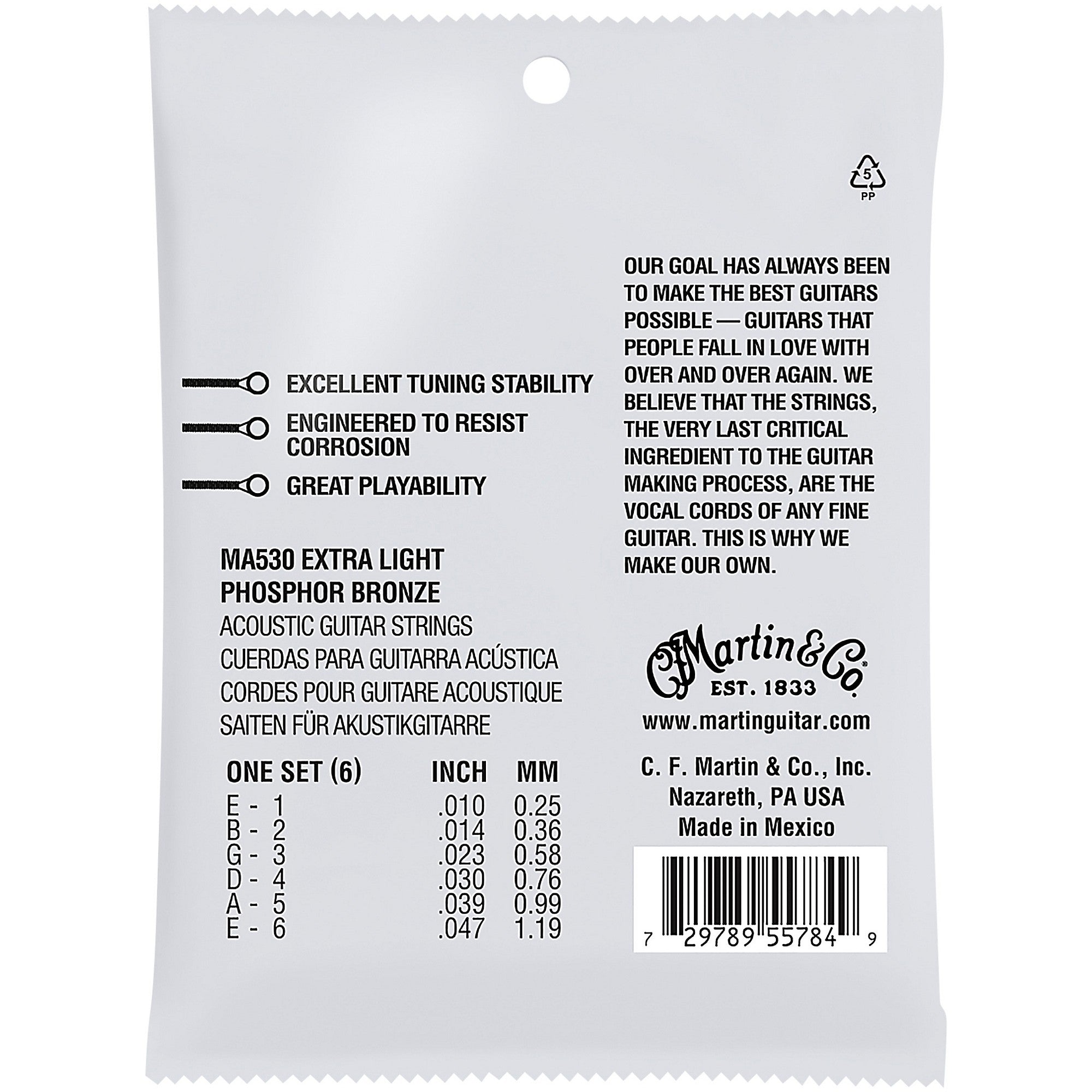 Martin MA530 SP Phosphor Bronze Extra-Light Authentic Acoustic Guitar Strings