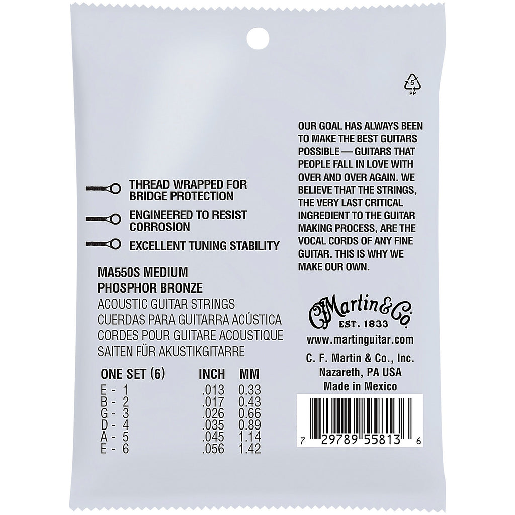 Martin MA550S Marquis Phosphor Bronze Medium Authentic Silked Acoustic Guitar Strings