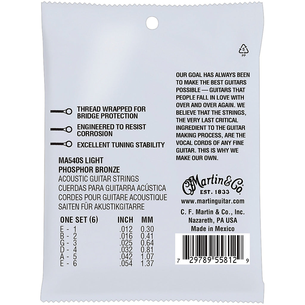 Martin MA540S Marquis Phosphor Bronze Light Authentic Silked Acoustic Guitar Strings