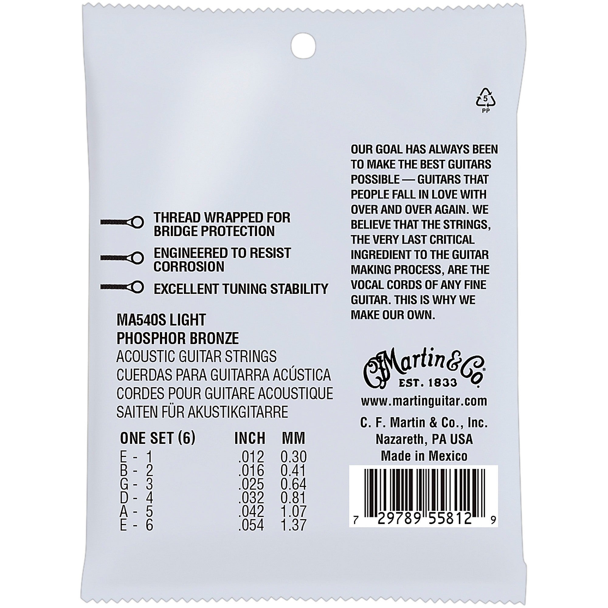 Martin MA540S Marquis Phosphor Bronze Light Authentic Silked Acoustic Guitar Strings