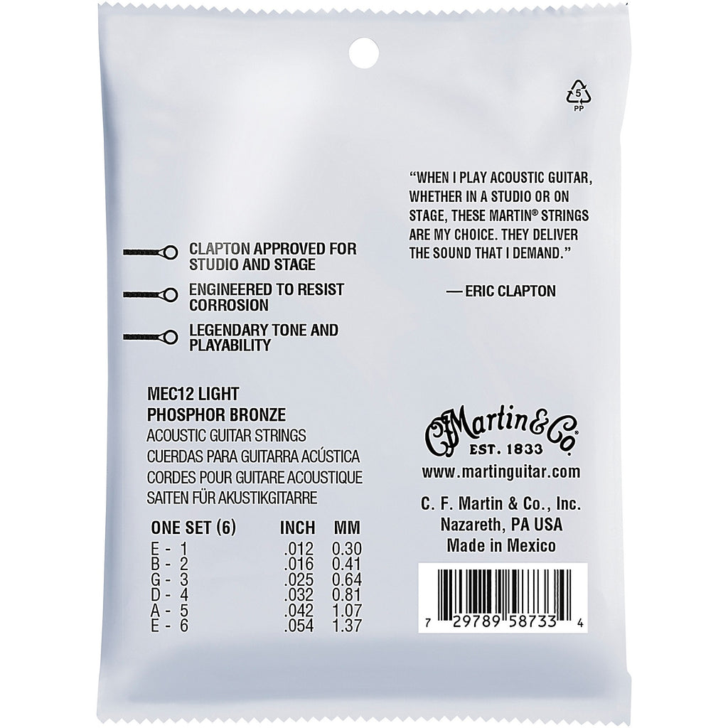 Martin MEC12 Martin Acoustic -inchClapton's Choice-inch Light Phosphor Bronze Guitar Strings