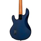 Sterling by Music Man StingRay Ray34 Burl Top Rosewood Fingerboard Electric Bass Neptune Blue Satin