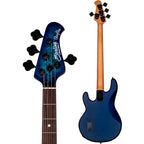 Sterling by Music Man StingRay Ray34 Burl Top Rosewood Fingerboard Electric Bass Neptune Blue Satin