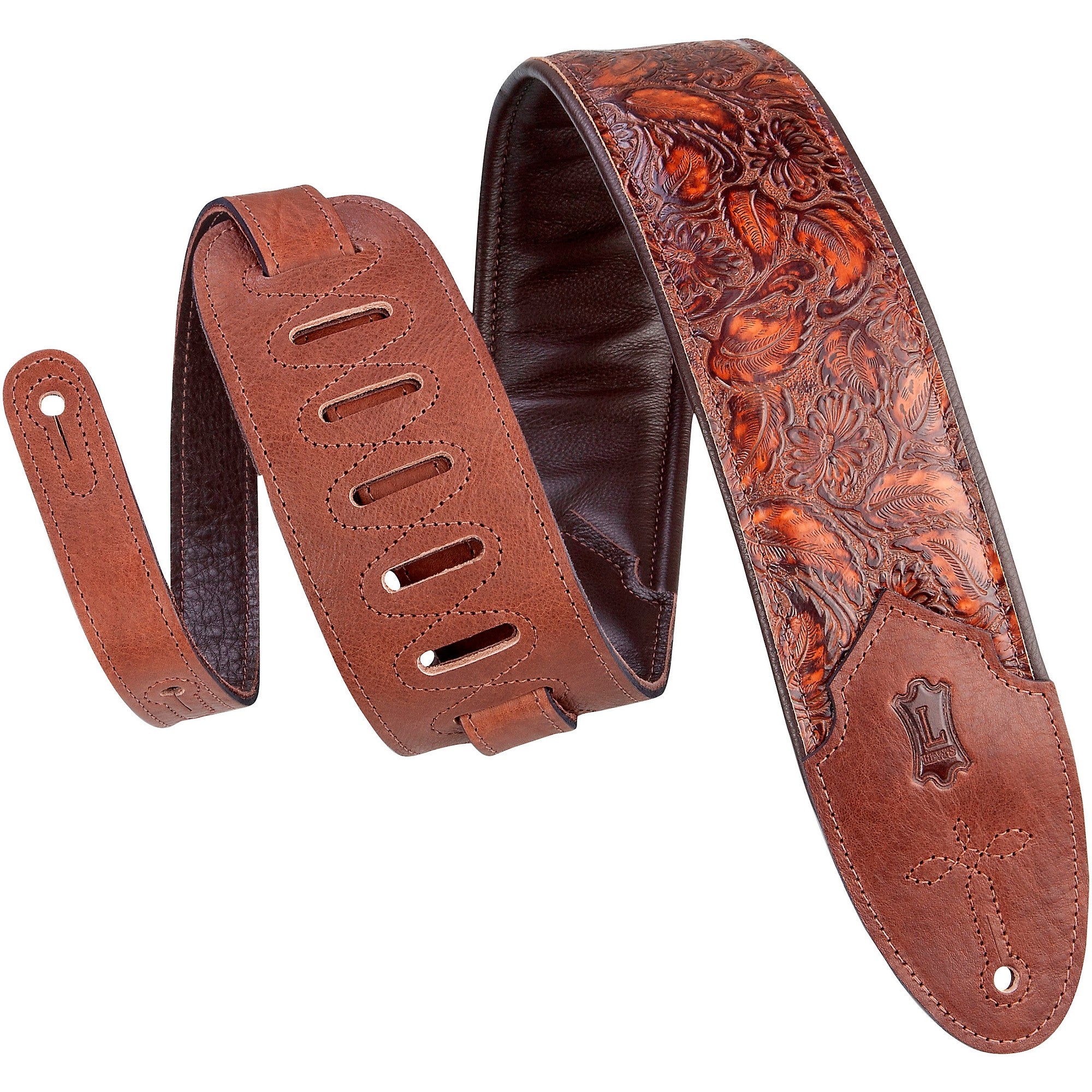 Levy's M4WP-006 3-inch Embossed Leather Guitar Strap