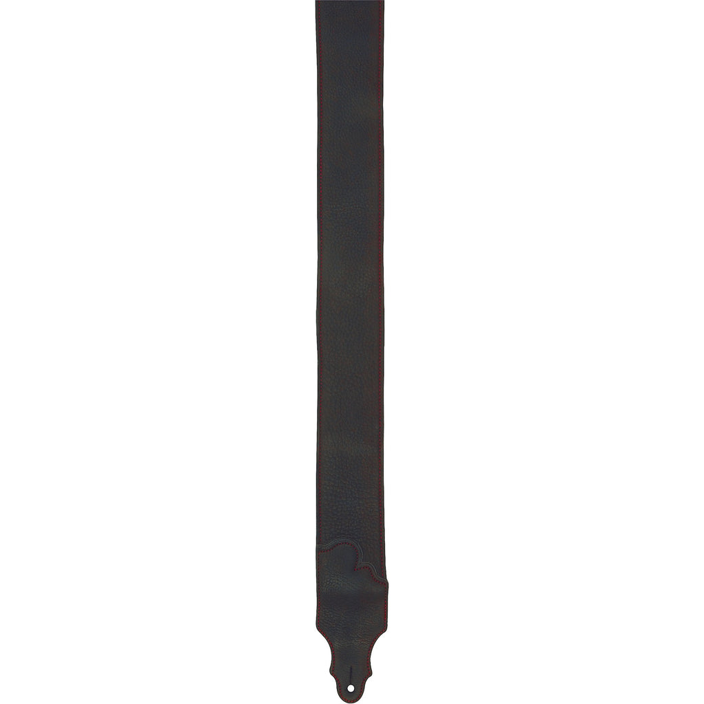 Franklin Strap 3-inch Black Leather Guitar Strap with Red Stitching