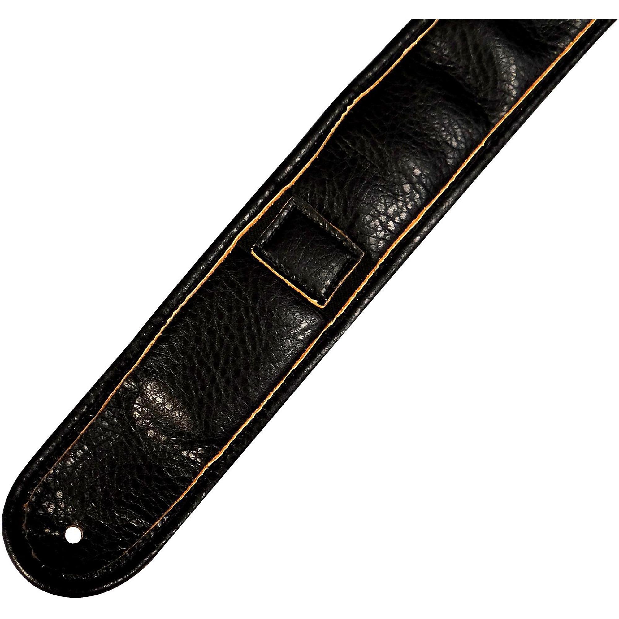 Kyser Leather Guitar Strap With Capo-Keeper Black 2 in.