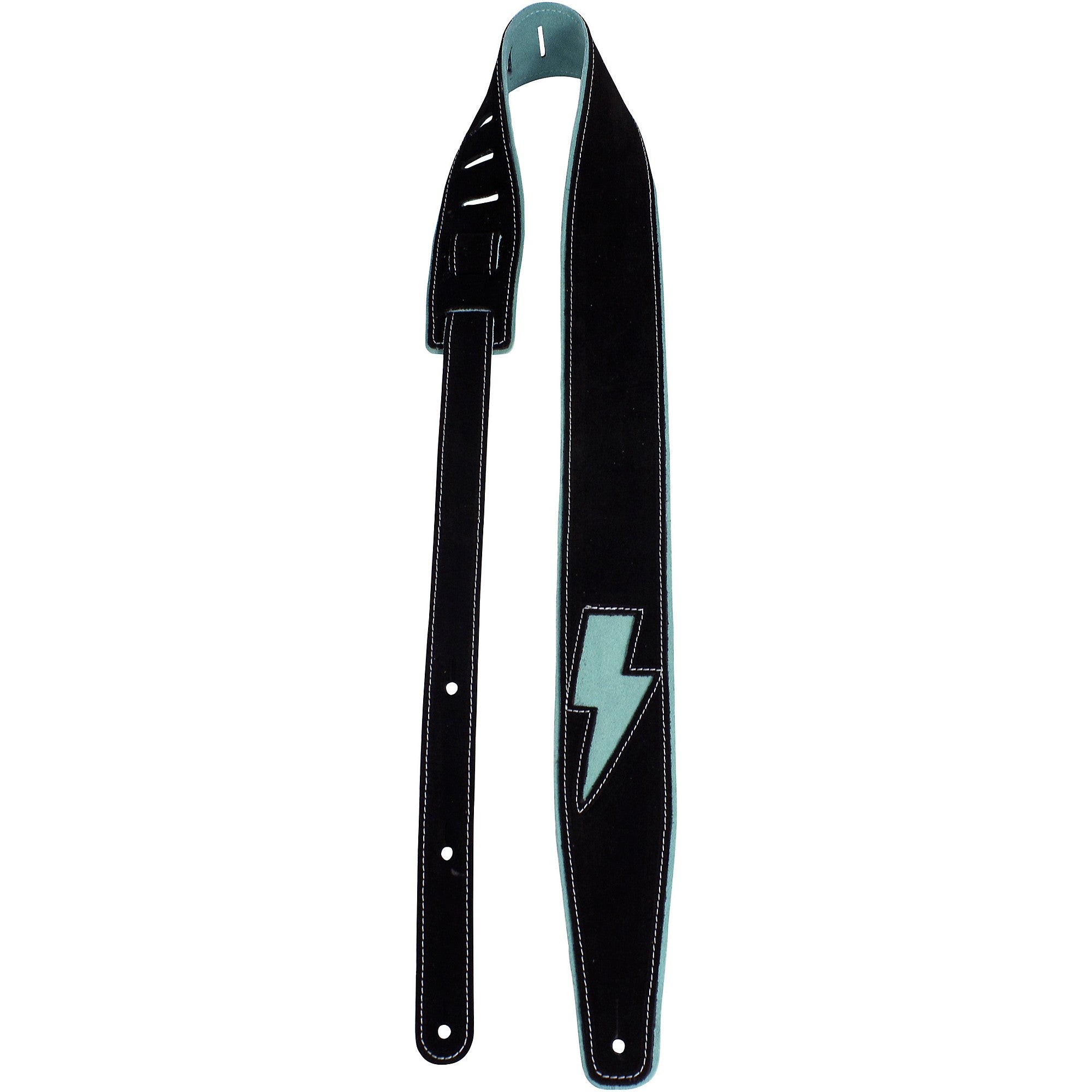 Perri's 2.5-inch Suede with Mini Bolt Guitar Strap - Black/Teal Black/Teal 41 to 56 in.