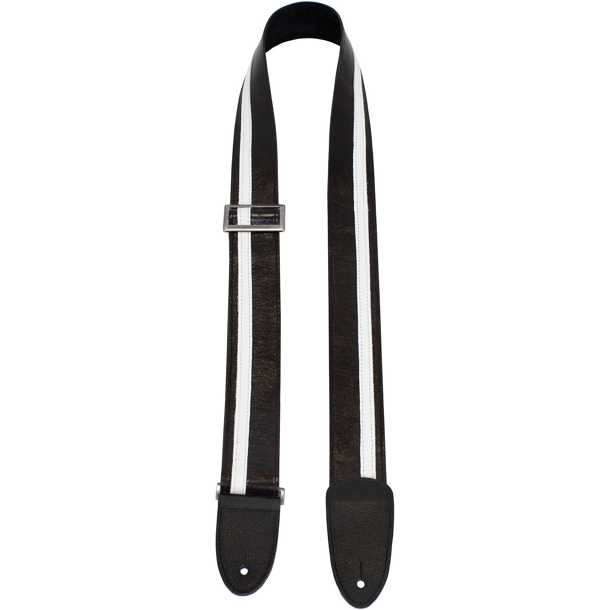 Perri's 2-inch Leather with Tri Glide Guitar Strap Black/White 39 to 58 in.