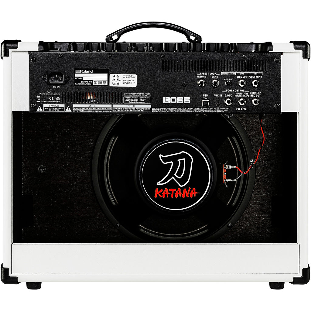 BOSS Limited-Edition Katana KTN-100 MkII 100W 1x12 Gray Grille Cloth Guitar Combo Amplifier White