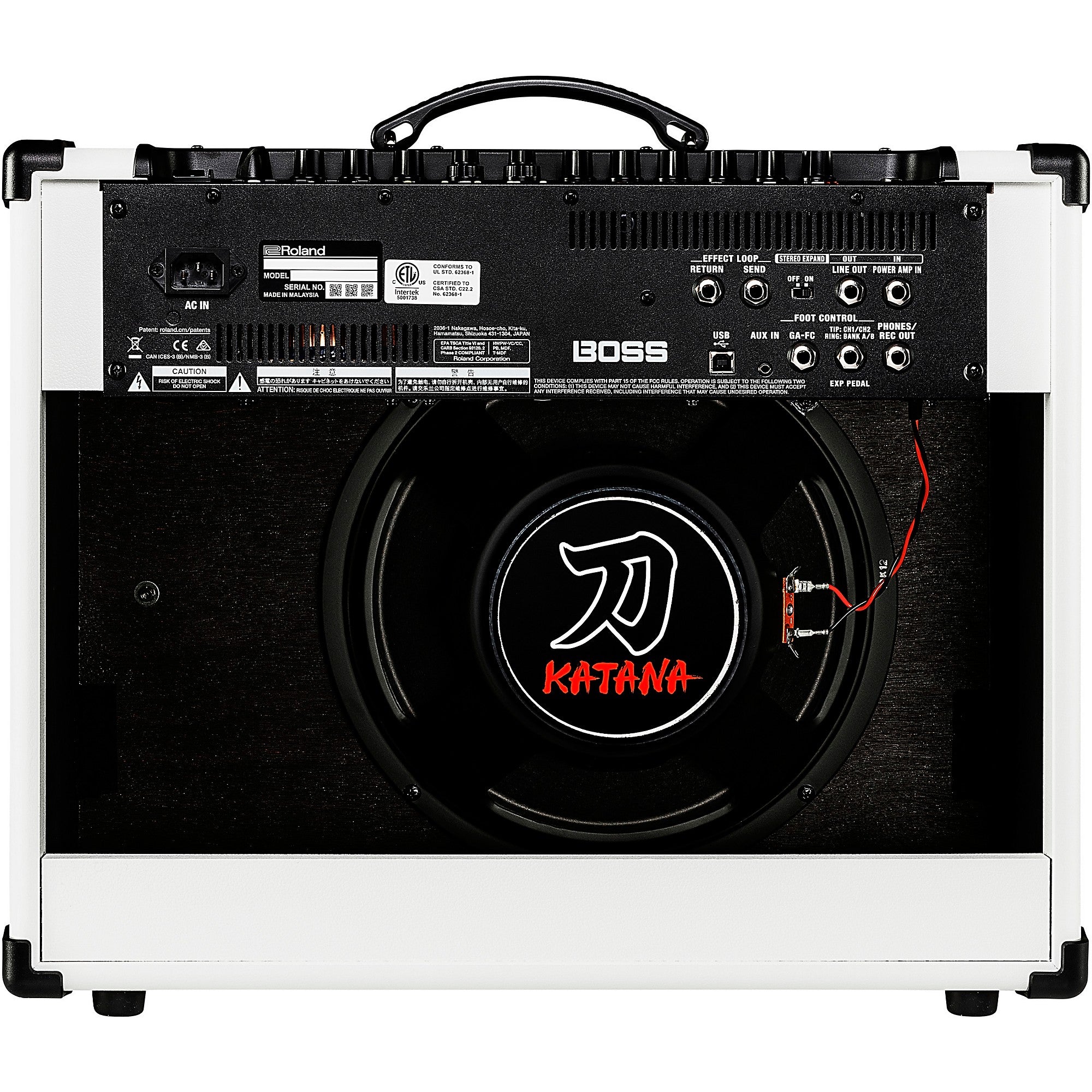 BOSS Limited-Edition Katana KTN-100 MkII 100W 1x12 Gray Grille Cloth Guitar Combo Amplifier White