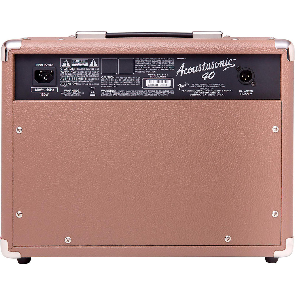 Fender Acoustasonic 40 40W 2x6.5 Acoustic Guitar Amplifier Brown