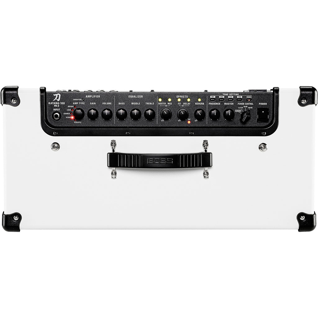 BOSS Limited-Edition Katana KTN-100 MkII 100W 1x12 Gray Grille Cloth Guitar Combo Amplifier White