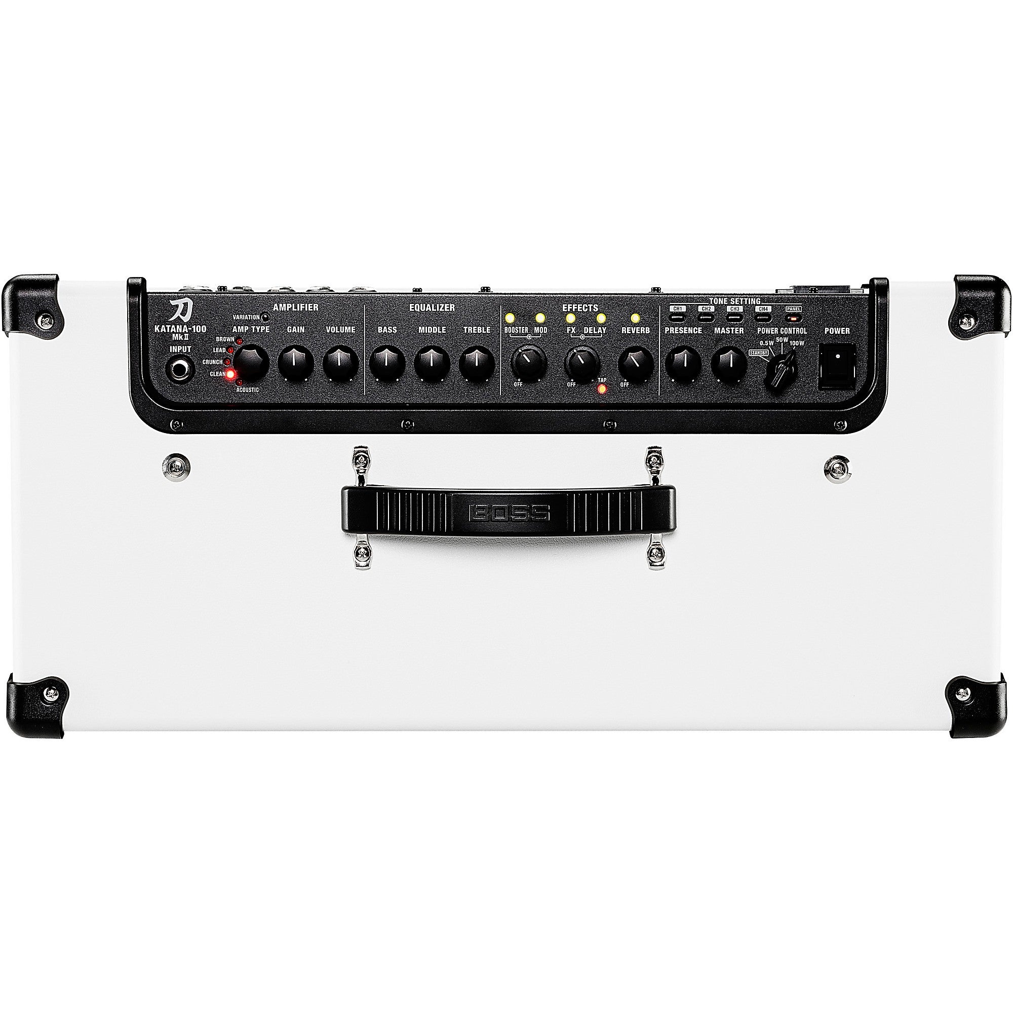 BOSS Limited-Edition Katana KTN-100 MkII 100W 1x12 Gray Grille Cloth Guitar Combo Amplifier White