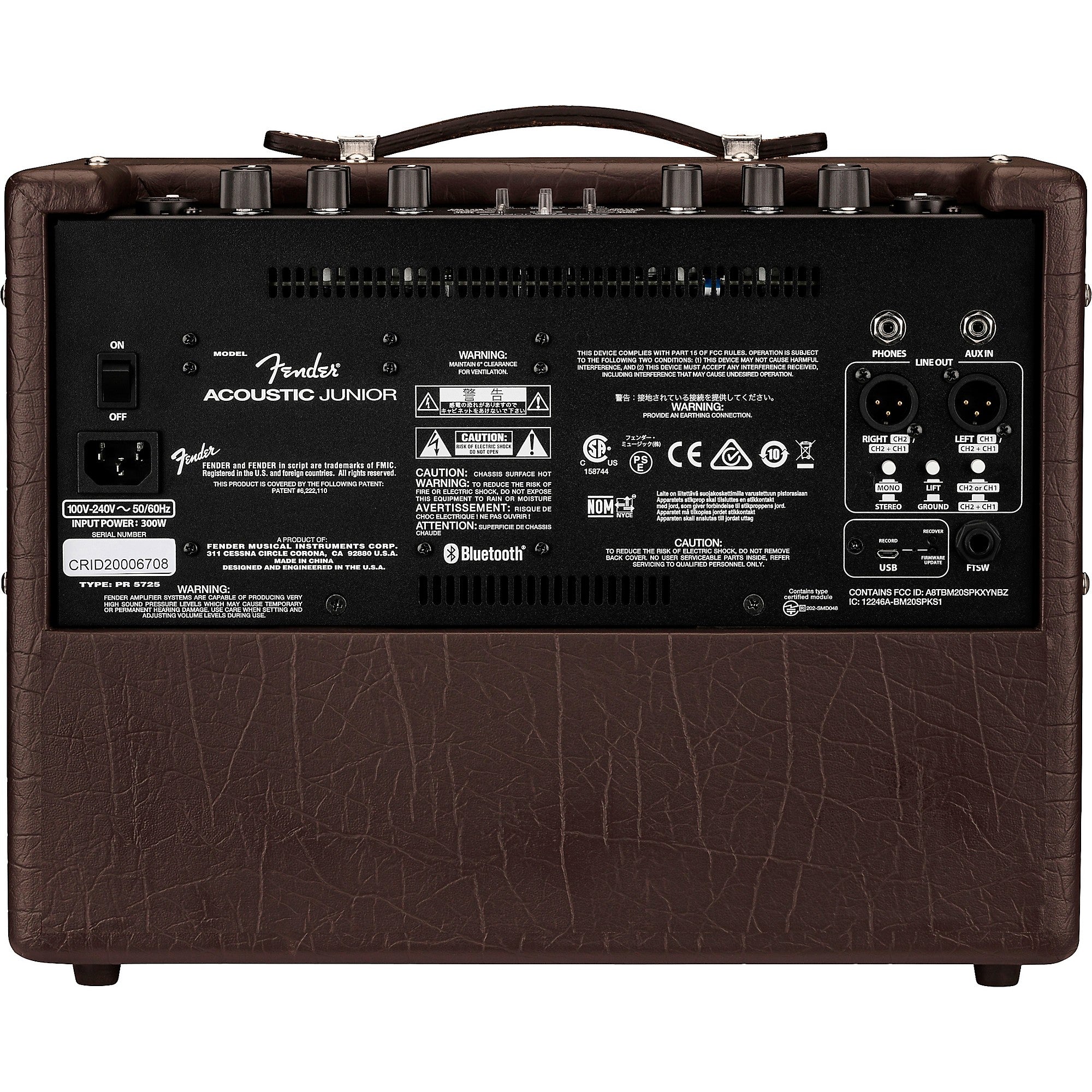 Fender Acoustic Jr 100W 1x8 Acoustic Guitar Combo Amplifier Dark Brown Vinyl