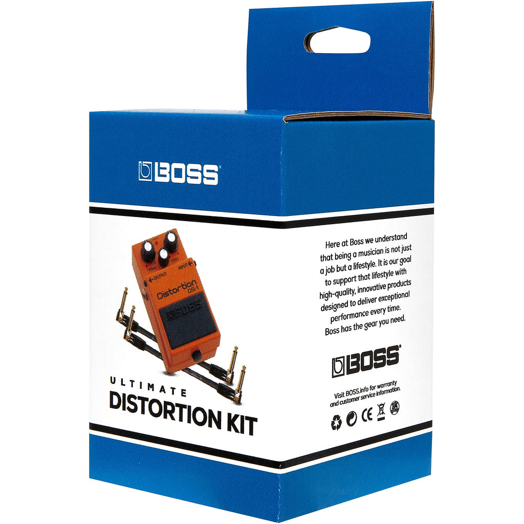 BOSS DS-1 Distortion Effects Pedal and Two 6-inch Jumper Cable Promo Pack