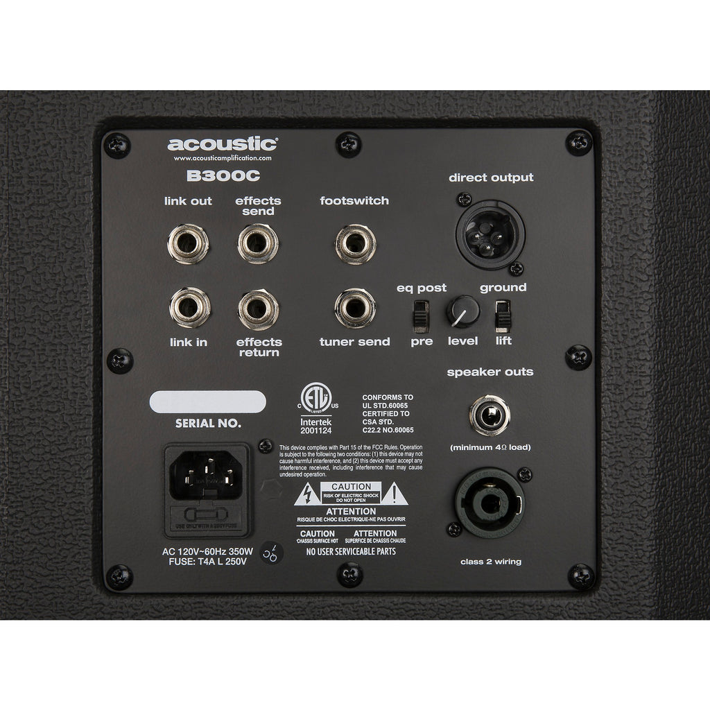 Acoustic B300C 1X15 300W Bass Combo With Tilt-Back Cabinet