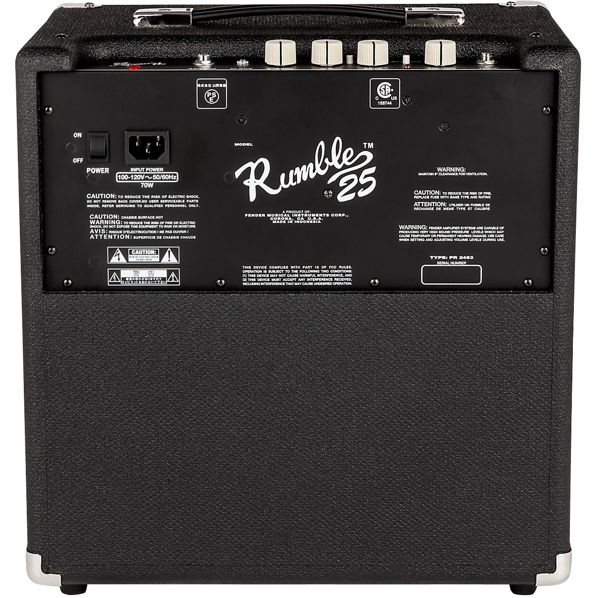 Fender Rumble 25W 1x8 Bass Combo Amp and 20' Instrument Cable