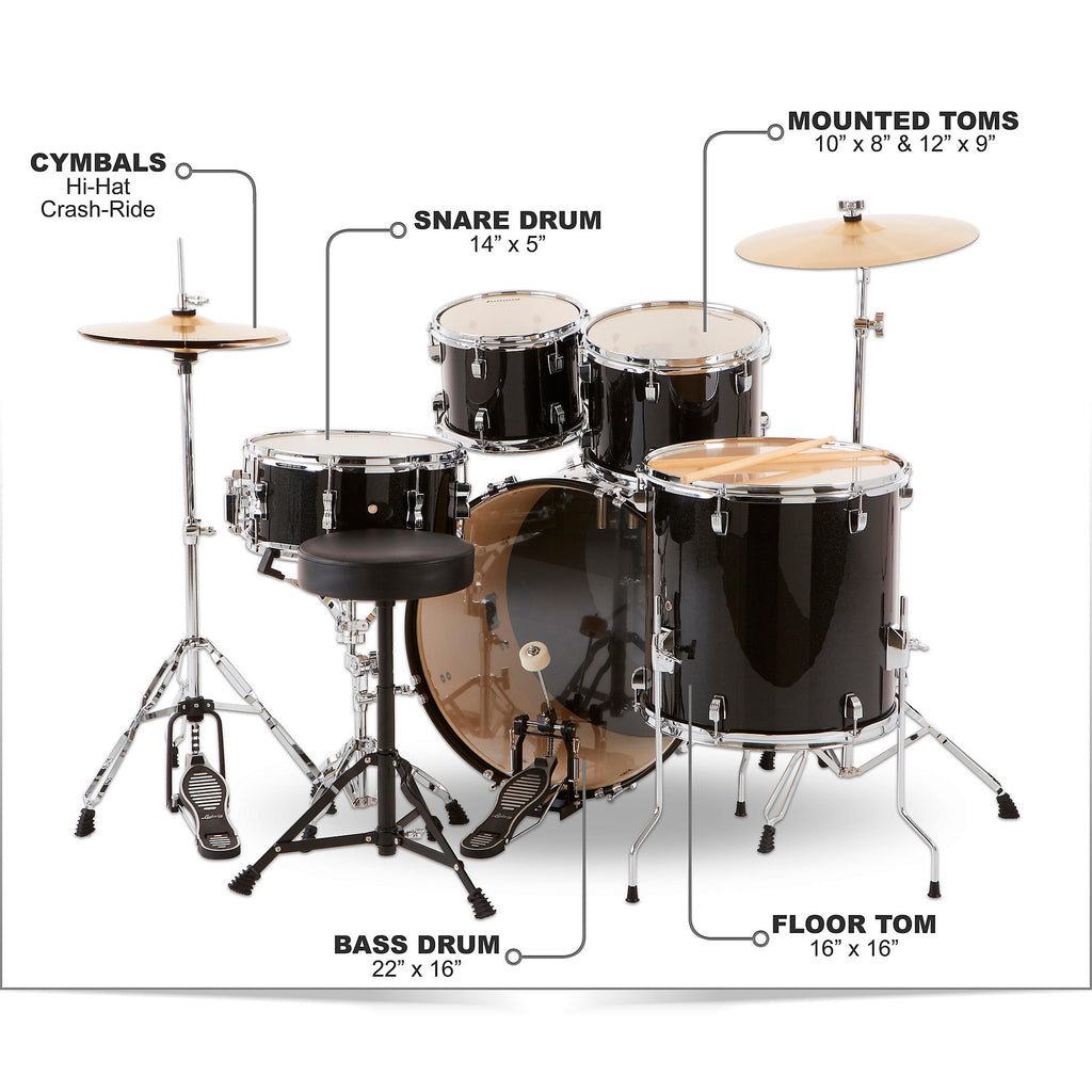 Ludwig BackBeat Complete 5-Piece Drum Set With Hardware and Cymbals