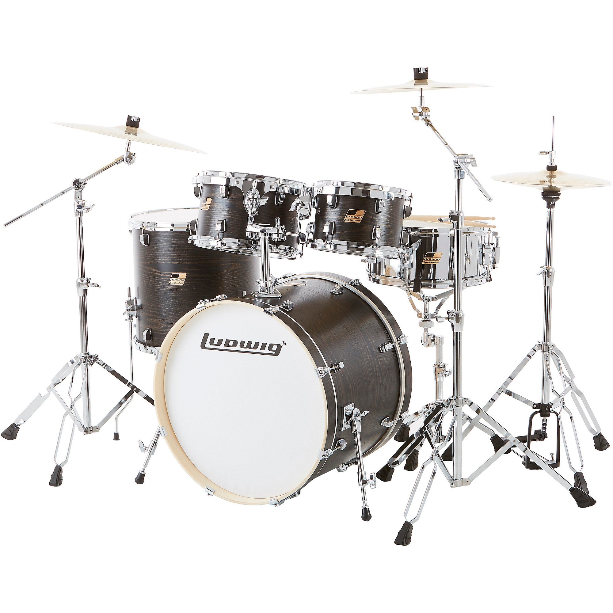Ludwig BackBeat Elite 5-Piece Complete Drum Set With 22-inch Bass Drum, Hardware and Cymbals