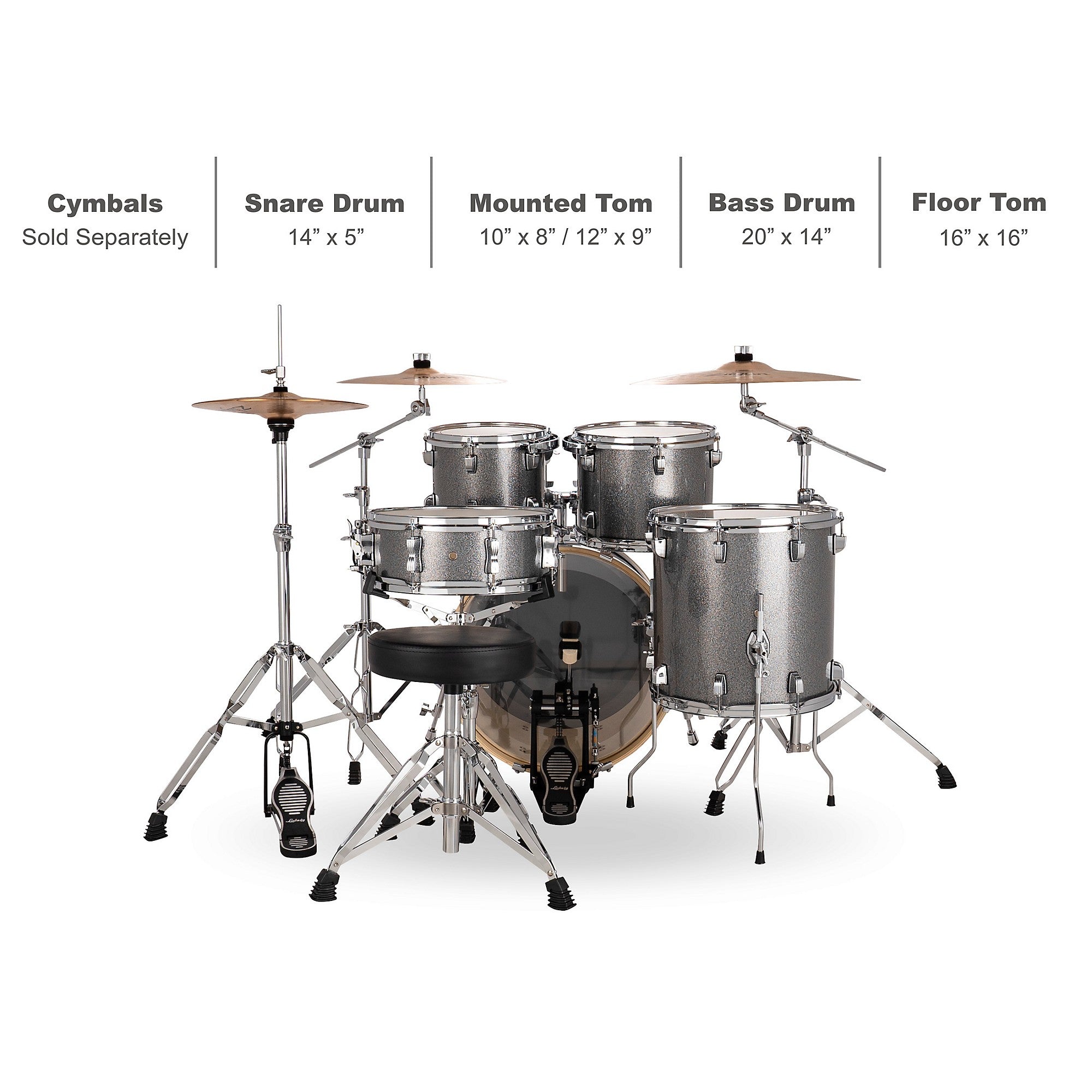 Ludwig Evolution 5-Piece Drum Set With 20-inch Bass Drum and Zildjian I Series Cymbals