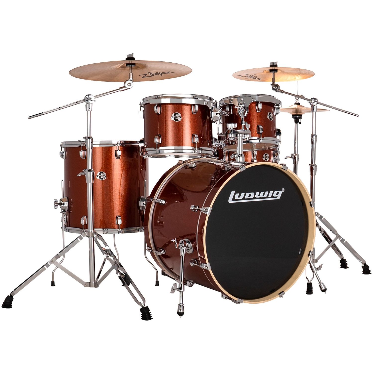 Ludwig Evolution 5-Piece Drum Set With 22-inch Bass Drum and Zildjian I Series Cymbals