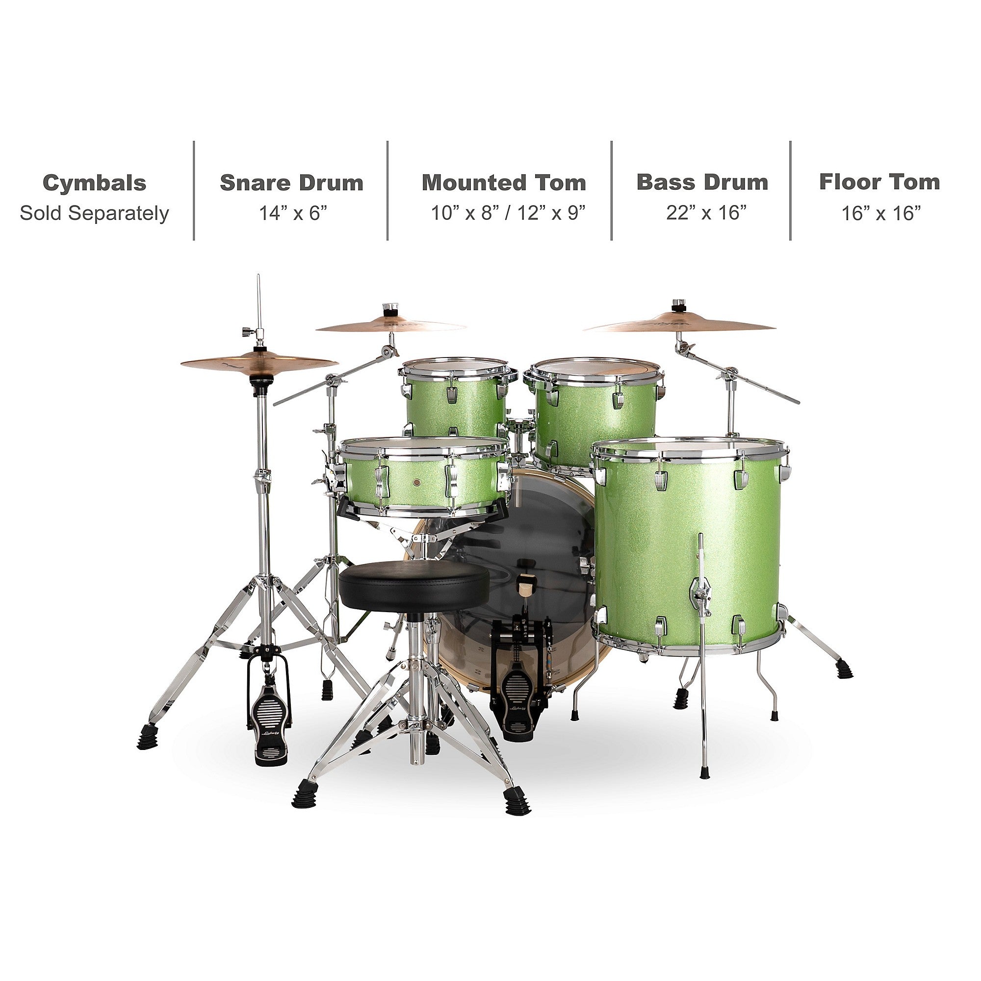 Ludwig Evolution 5-Piece Drum Set With 22-inch Bass Drum and Zildjian I Series Cymbals