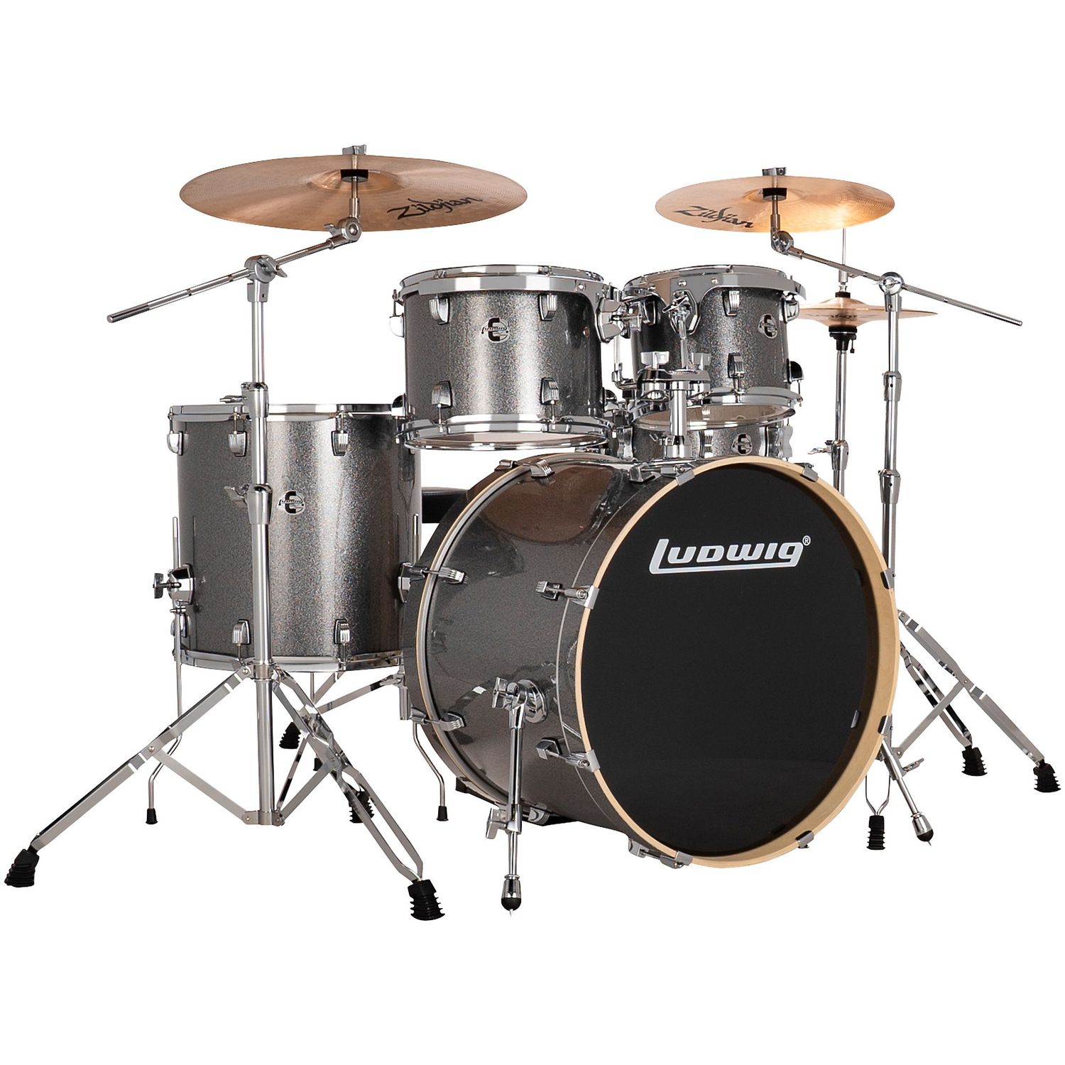 Ludwig Evolution 5-Piece Drum Set With 22-inch Bass Drum and Zildjian I Series Cymbals