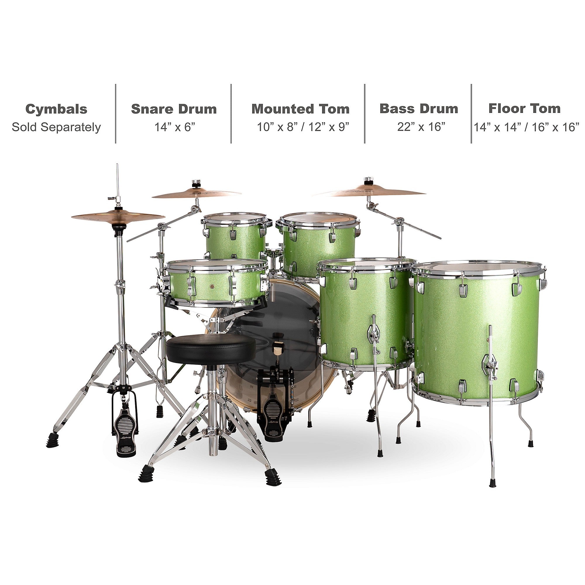 Ludwig Evolution 6-Piece Drum Set With 22-inch Bass Drum and Zildjian I Series Cymbals