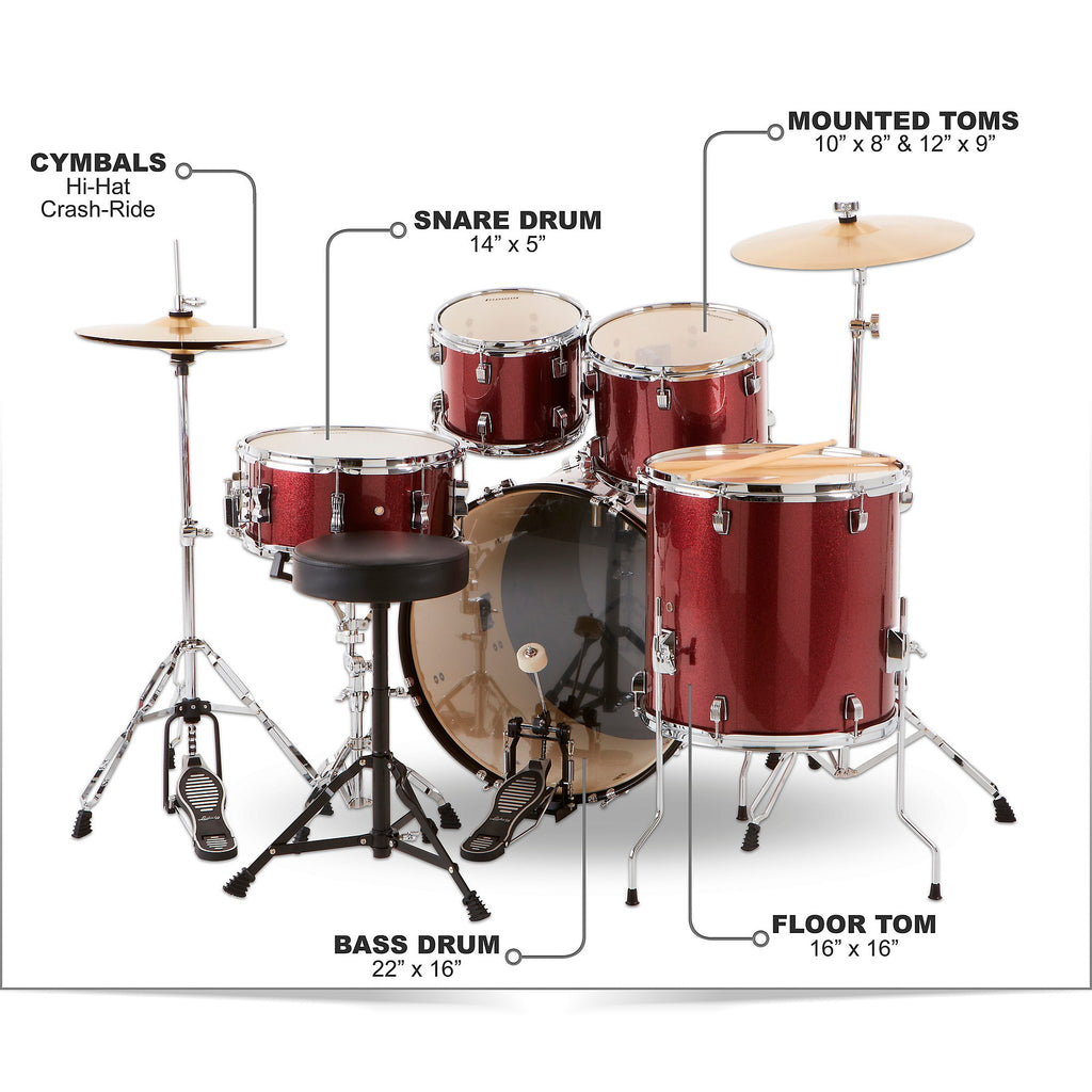 Ludwig BackBeat Complete 5-Piece Drum Set With Hardware and Cymbals