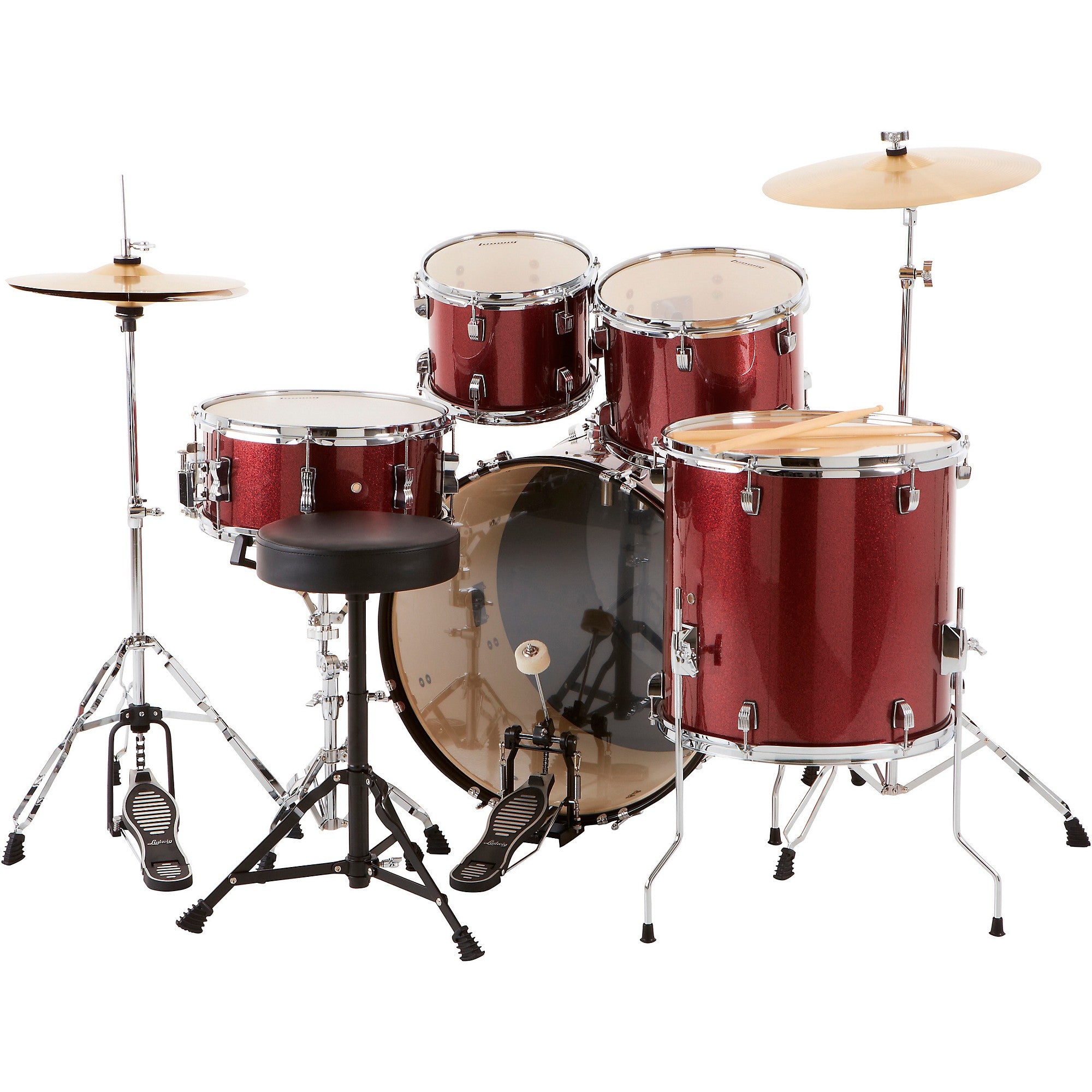 Ludwig BackBeat Complete 5-Piece Drum Set With Hardware and Cymbals