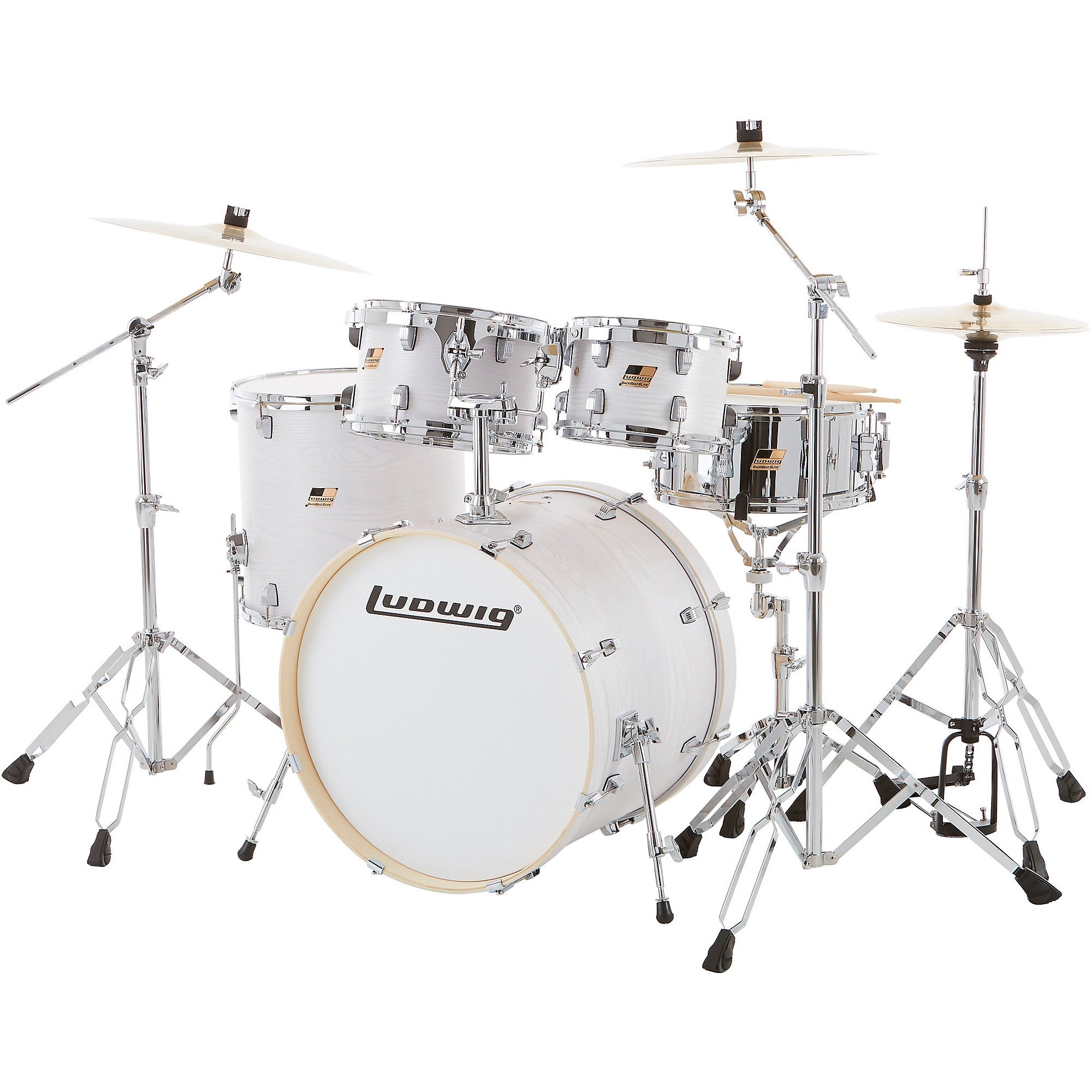 Ludwig BackBeat Elite 5-Piece Complete Drum Set With 22-inch Bass Drum, Hardware and Cymbals