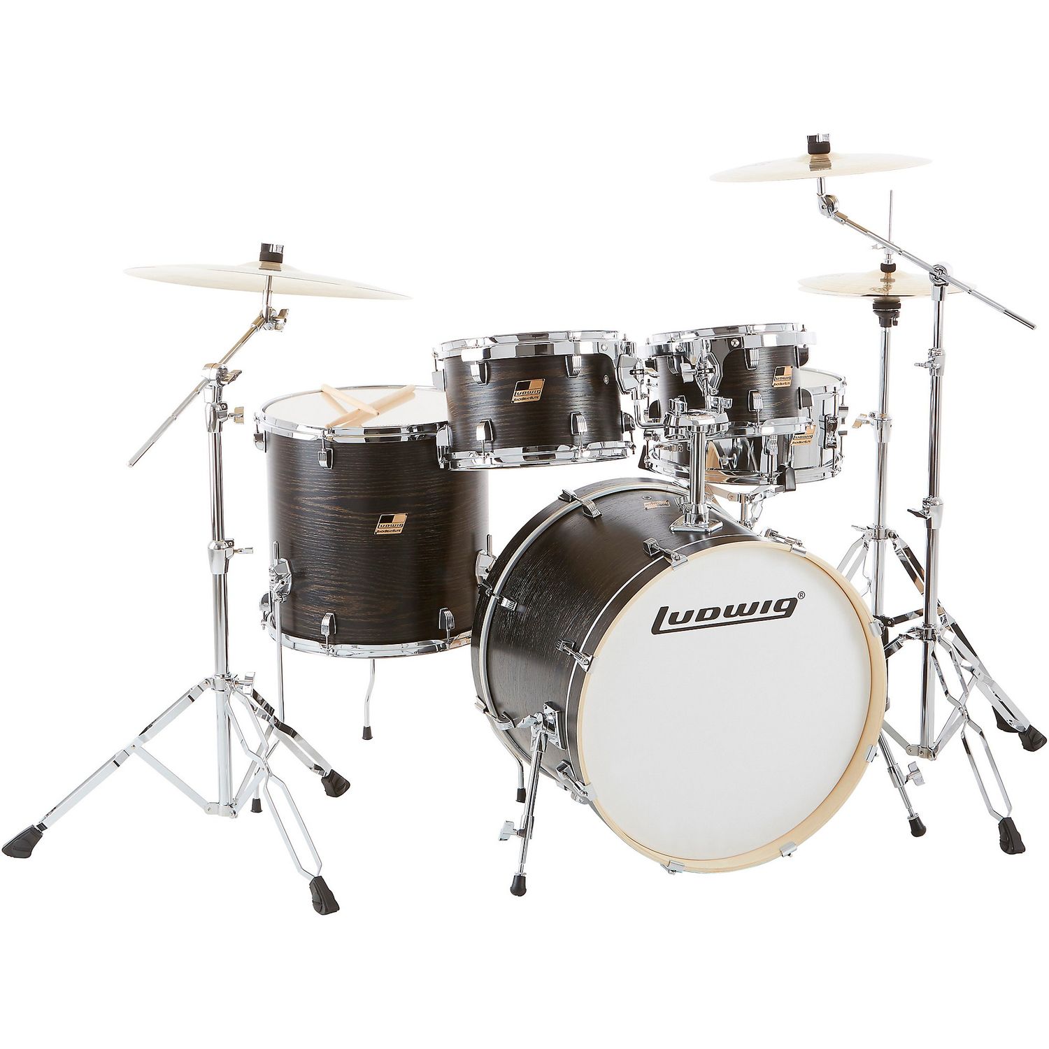 Ludwig BackBeat Elite 5-Piece Complete Drum Set With 22-inch Bass Drum, Hardware and Cymbals