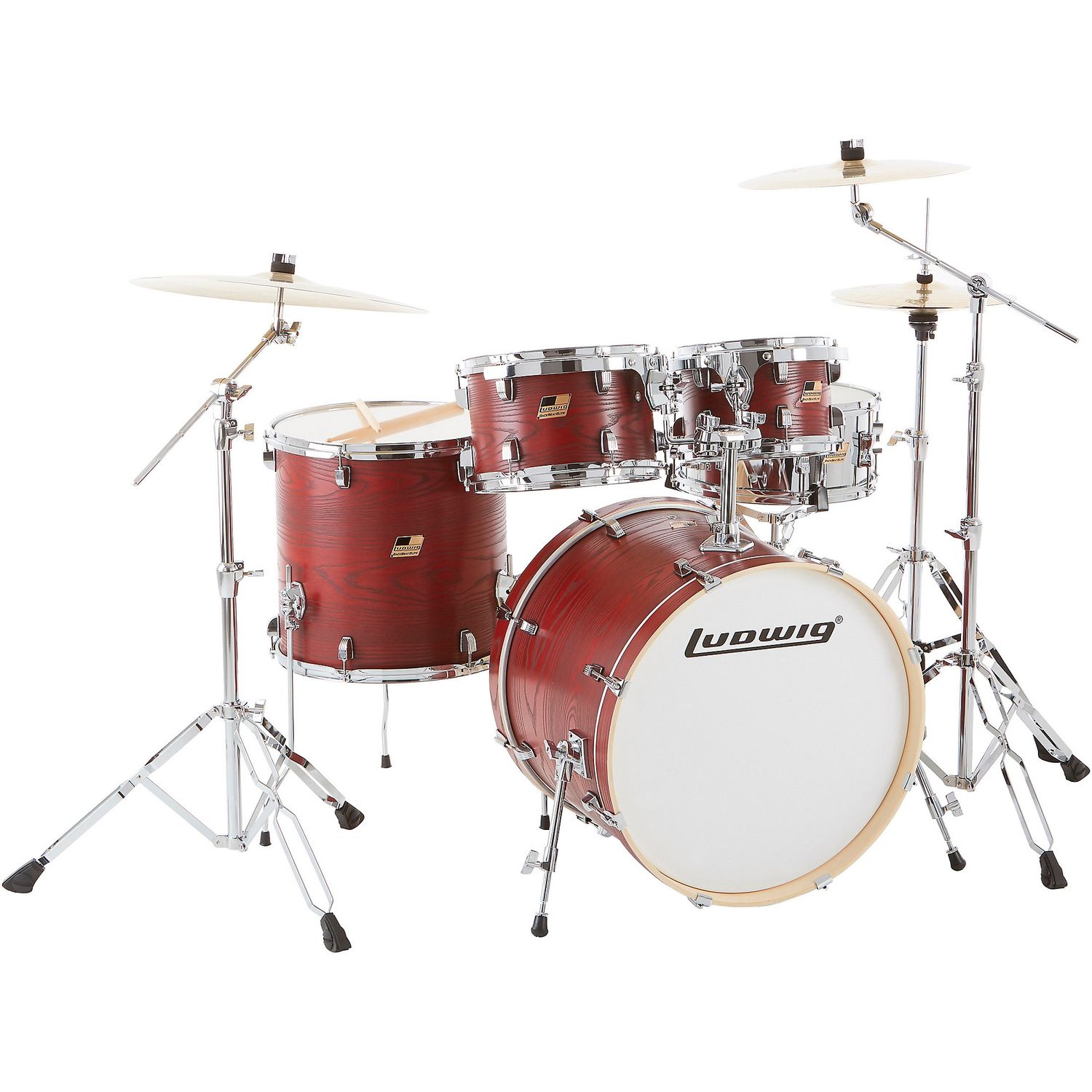 Ludwig BackBeat Elite 5-Piece Complete Drum Set With 22-inch Bass Drum, Hardware and Cymbals