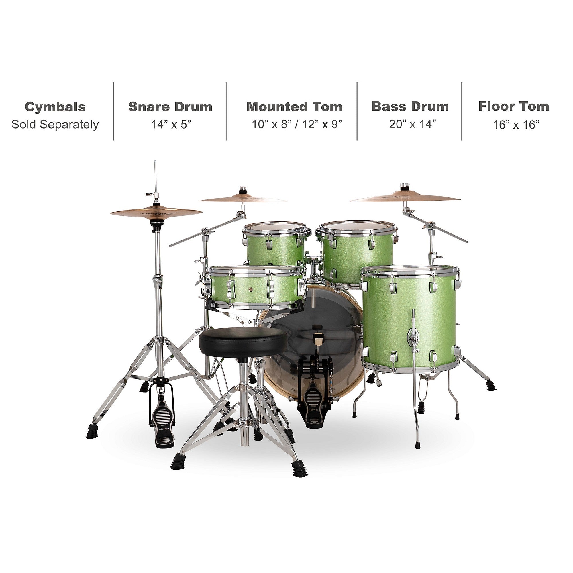 Ludwig Evolution 5-Piece Drum Set With 20-inch Bass Drum and Zildjian I Series Cymbals