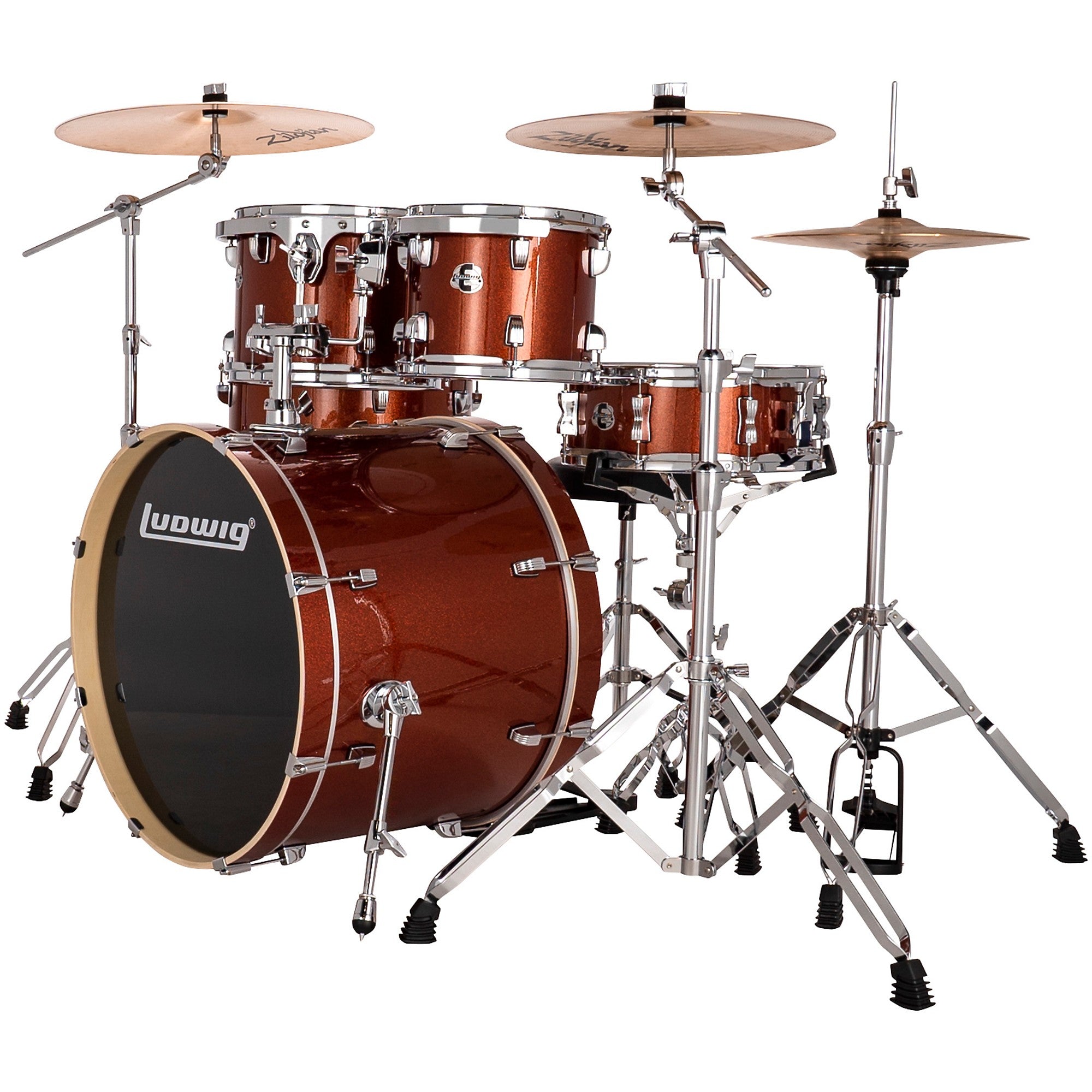 Ludwig Evolution 5-Piece Drum Set With 22-inch Bass Drum and Zildjian I Series Cymbals