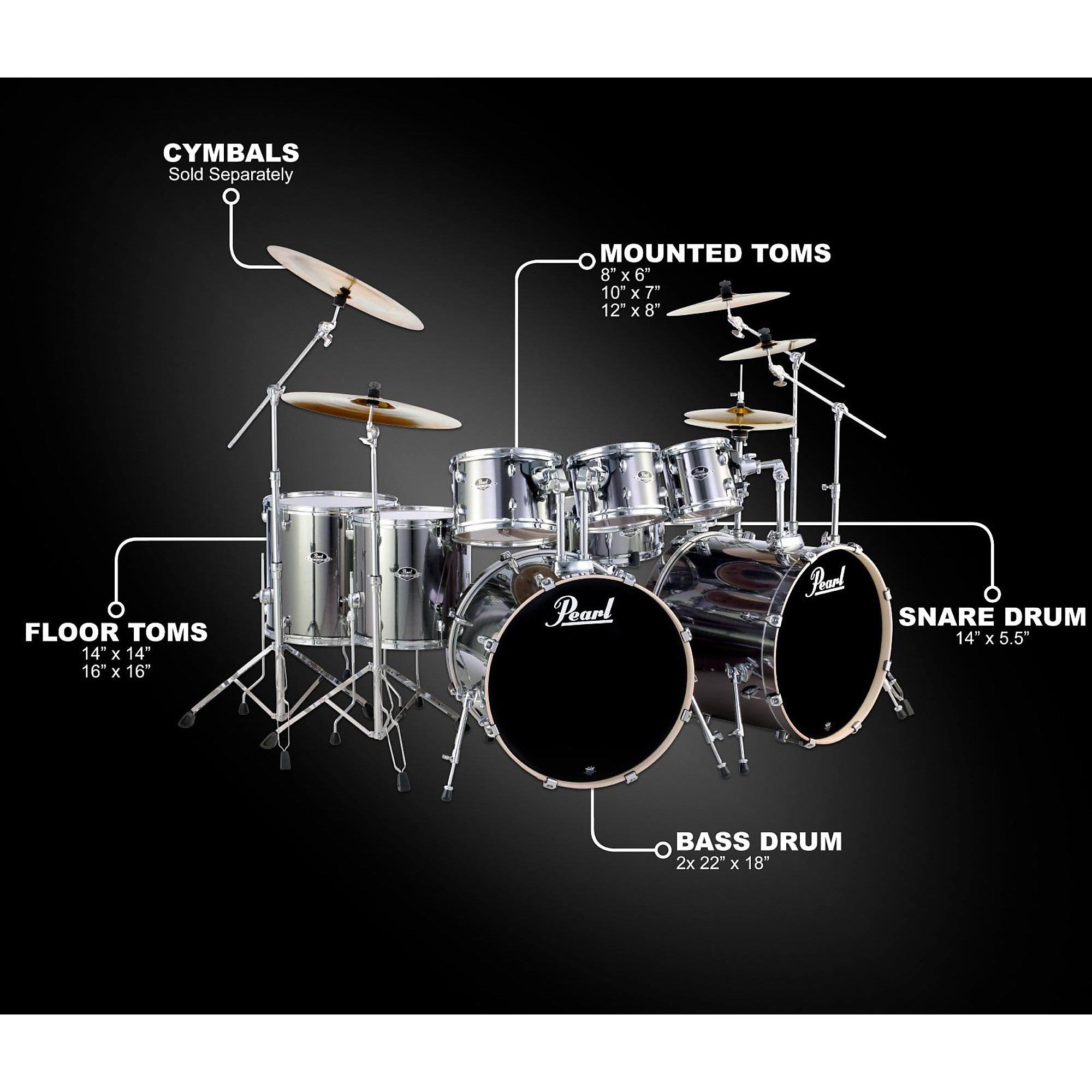 Pearl Export Double Bass 8-Piece Drum Set