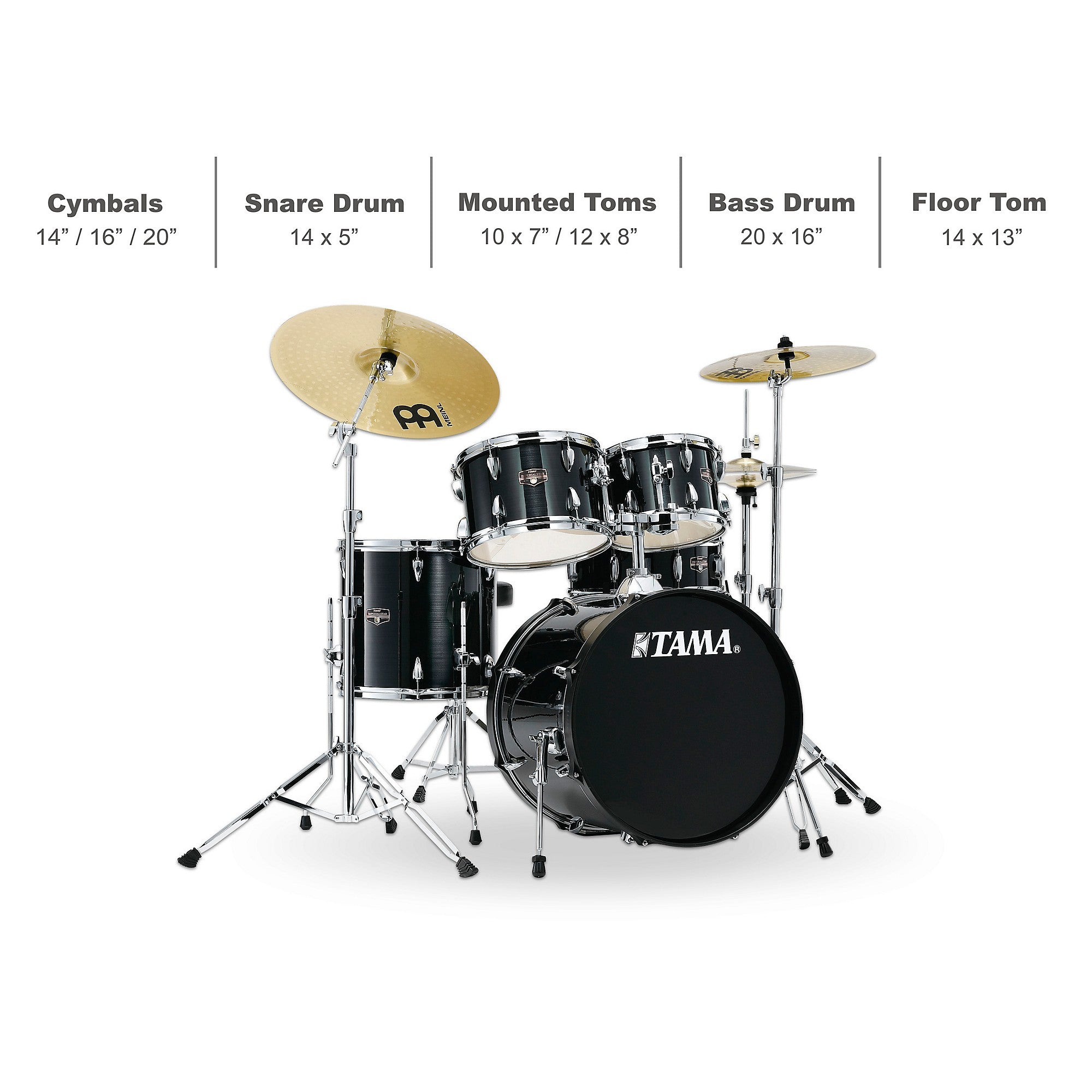 TAMA Imperialstar 5-Piece Complete Drum Set With MEINL HCS cymbals and 20-inch Bass Drum
