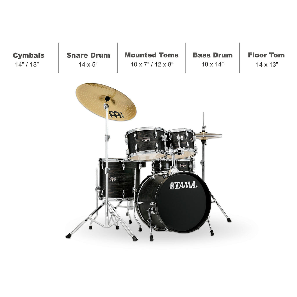 TAMA Imperialstar 5-Piece Complete Drum Set With 18-inch Bass Drum and MEINL HCS Cymbals