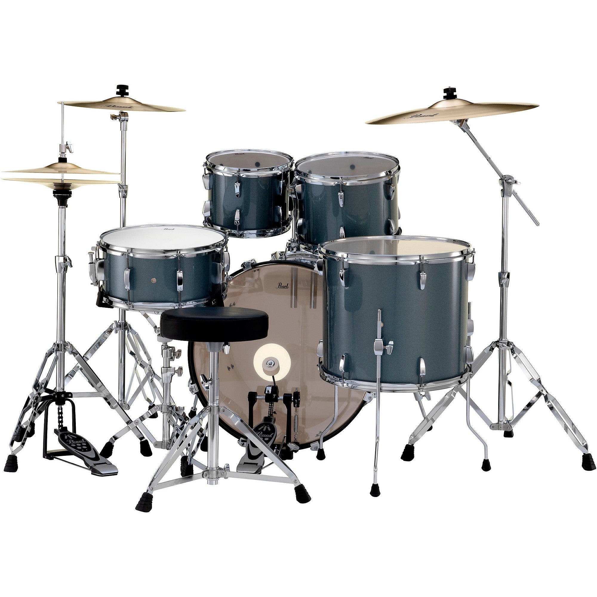 Pearl Roadshow Complete 5-Piece Drum Set With Hardware and Cymbals Charcoal Metallic
